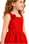 Red Floral Detailed Balloon Skirt Thick Strap Party Dress - 3