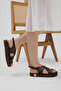 Women's Tan Poly Sole Comfortable Fit Cross-Strap Flip-Flop Sandals - 5