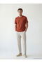 Orange Crew Neck Printed Men's Combed Cotton T-Shirt - 2