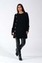 Black Crew Neck Ribbed Button Detailed Knitwear Sweater - 4