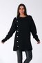 Black Crew Neck Ribbed Button Detailed Knitwear Sweater