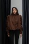 Brown Shoulder Detail Mock Neck Trench Coat - 2