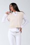 White V-Neck Crop Hair Knitted Knitwear Sweater - 3