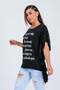 Black Bat Sleeve Lettered Staple Detailed T-Shirt with Ties - 6