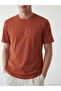Orange Crew Neck Printed Men's Combed Cotton T-Shirt - 3