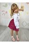Cherry Color Sequined Skirt & Embroidered Blouse Children's Set - 6