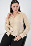 Women's Tie-Front Striped Shirt 20362 - Beige - 3