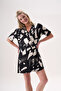 Short Sleeve Shirt Model Front Buttoned Geometric Pattern Bamboo Fabric Summer Women's Nightgown 26220 - 5