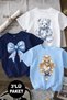 Princess and Toy and Ribbon Printed 3-Pack Navy Blue-White-Blue Girls' T-Shirt