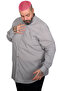Mode XL Large Size Men's Long Sleeve Linen Shirt 20396 Gray - 2