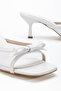 Women's White Mesh Bow Detailed Low Heel Sandals - 3