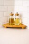 Bamboo Triangle Corner Shelf |   Countertop Bathroom & Kitchen Organizer Oil Bottle, Spice Rack Wooden Stand - 2