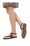 Calvi Gold Detailed Ankle Strap Sandals - Brown - 4
