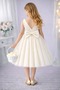 Sare Model Girl's Ecru Wrap Collar Mini Plain Skirt Puffy Ball Gown & Birthday Dress - 2
