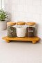 Bamboo Triangle Corner Shelf |   Countertop Bathroom & Kitchen Organizer Oil Bottle, Spice Rack Wooden Stand - 5