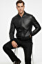 Black Marco Genuine Leather Men's Bomber Jacket - 4