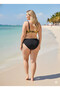 Women's Yellow Black Patterned Stone Embroidered Gathering Plus Size Bikini Set Hzl25S-Lc3333 - 4
