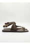 Calvi Gold Detailed Ankle Strap Sandals - Brown - 2