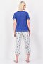 Women 2Pcs Snoopy Print Pajama Top And Pants Set, Blue - 4