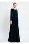 Vefastyle Pineline rochie lunga catifea verde - 6