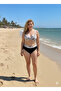 Women's White Black Patterned High Waist Lined Large Size Bikini Set Hzl25S-Lc3339 - 2