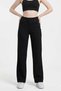 Women's Black Vortex Fabric High Waist Wide Leg Pants - 2