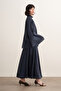 Helena High Neck Draped Blouse Navy Blue - 4