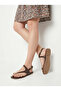Calvi Gold Detailed Ankle Strap Sandals - Brown - 3