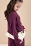 Burgundy Slit Pants with Bow and Lettered Badge Girls' 2-Piece Set 23597 - 6