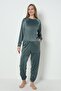 Women's Corduroy Green Pajama Set - 2