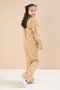 Beige Rose Embroidered Jacket and Girl's Pants 3-Piece Set 23608 - 7