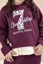 Burgundy Slit Pants with Bow and Lettered Badge Girls' 2-Piece Set 23597 - 5