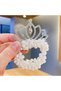 Queen's Crown Figured Zircon Stone Cinderella, Princess Buckle, Horsetail, Children's Rubber Buckle with Pearl Bun