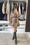 V-Neck Ethnic Pattern Chiffon Dress - Multi-Colored Multicolor