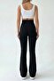 Women's Black High Waist Corset Detailed Gathering Spanish Leggings Pants - 3