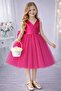 Sare Model Girl's Fuchsia Wrap Collar Mini Plain Skirt Puffy Prom & Birthday Dress