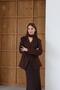Women's Brown Scarf-Lined Asymmetrical Blazer Jacket - 2