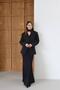 Women's Black Scarf-Lined Asymmetrical Blazer Jacket - 3