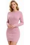Women’s Long Sleeve Knit Dress – Soft Stretch Bodycon Mini Dress.