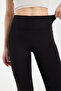 Women's High Waist Gathering Black Spanish Leggings - H5612 - 6