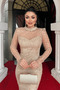 Fully Beaded Fabric Mermaid Evening Dress - GOLD - 3