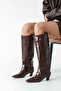 Women's Thick Heel Square Toe Boots Non-Slip Sole Larissa Brown - 2