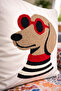 Punch Embroidered Throw Pillow Cover - 43*43 cm - Glasses-Wearing Dog - Pnk001 - 3