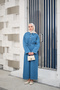 Women's Single Pocket Detail Shirt Collar Denim Dress Ice Blue - 4
