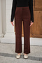Women's Grass Detail Buttoned Fabric Trousers Bitter Brown - 6