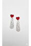 Rosina Red Heart Detailed Black Polka Dot White Polymer Clay Earrings - 3