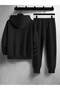 Men's Hooded Sweatshirt Top and Bottom Tracksuit Set Printed - 3