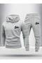 Men's Hooded Sweatshirt Top and Bottom Tracksuit Set Printed - 3