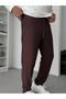 Brown Straight Fit Textured Trousers Tw-1011 - 3