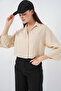 Women's Striped Oversize Short Shirt 20326 - Beige - 7